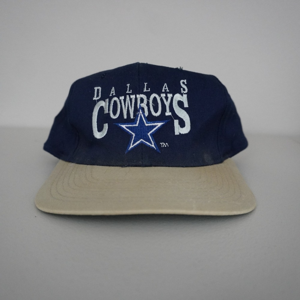 Vintage 90s AJD Dallas Cowboys Snapback Hat Adult OSFA Navy Blue Two Tone NFL